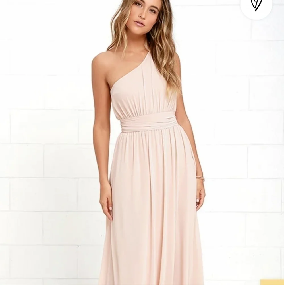 LULU'S Blush One Shoulder Maxi Dress S NWOT